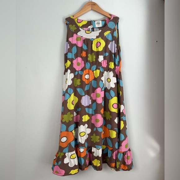 Mini Boden Dress Floral AOP Brown & Colourful 9-10 Y Girls - Picture 1 of 4